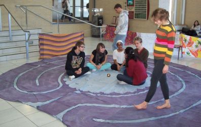 Labyrinth Walk Students walking a labyrinth