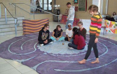 Labyrinth Walk Students walking a labyrinth