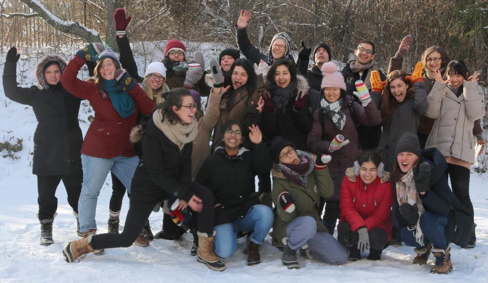 Group of students at a retreat Group of students at a retreat